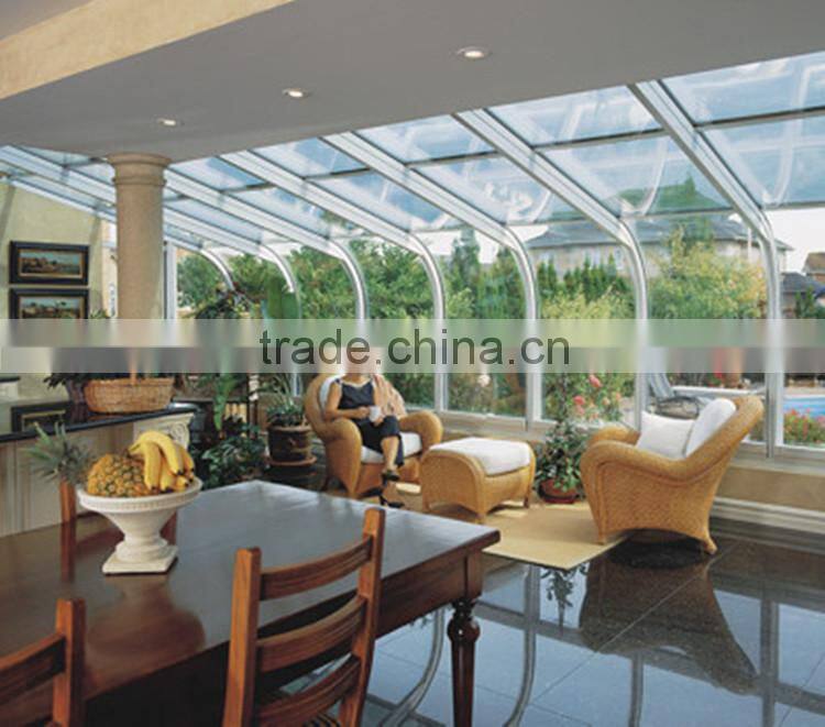 Curved Glass Roof Sunroom or Patio Room with Aluminum Frame