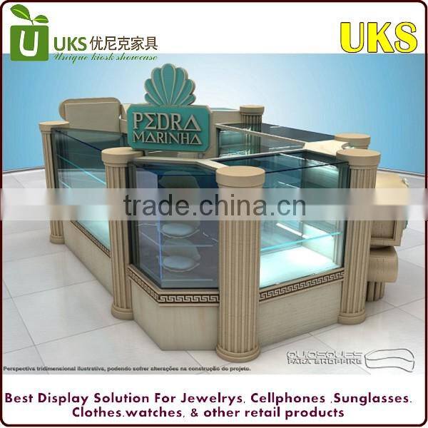 Wooden Jewelry Shop display kiosk/gemstone display kiosk in mall