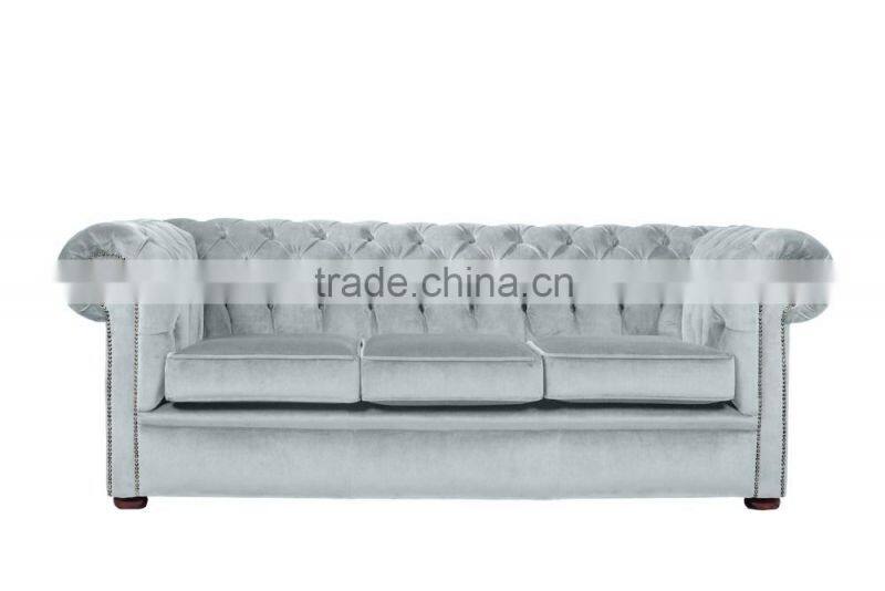 French style white velvet fabric living room sofa chesterfield sofa