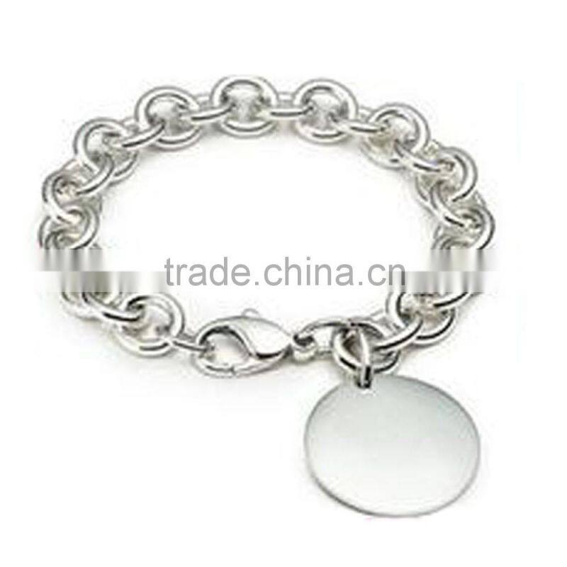 Fashion men gold silver stainless steel charm bracelets custom engraved logo bangles magnetic bracelets