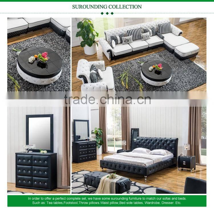 Buttoned crystal PU leather simple dressing table designs