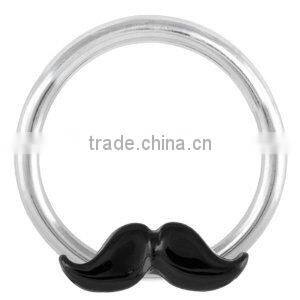 The Gentleman Mustache Captive Bead Ring - 14G