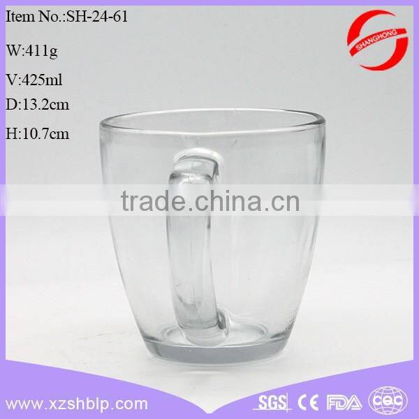 425ml coffee cup also drink glass bottle with glass bottle custom shape handle