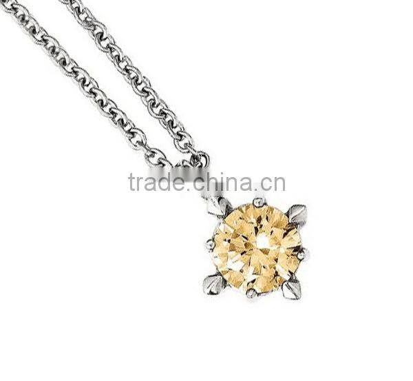 Stainless steel CZ stone flake pendant