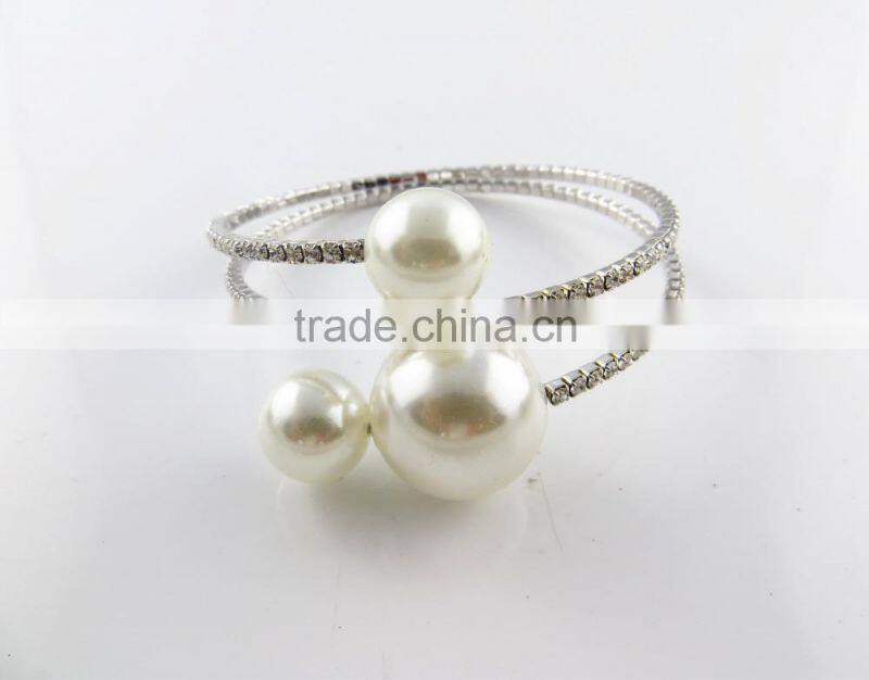 fashion two rows pearl diamond bracelet, rhinestone pearl jewelry