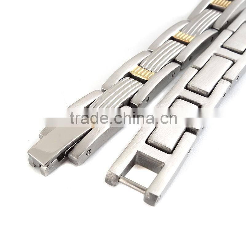 Wholesale silver gold Inlay 316L Stainless Steel Bracelet for men