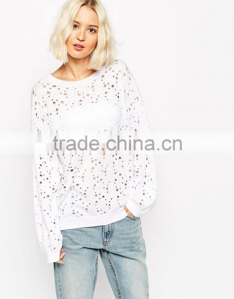 High fashion design sexy women sweater cheap jumper sweater holey jumper