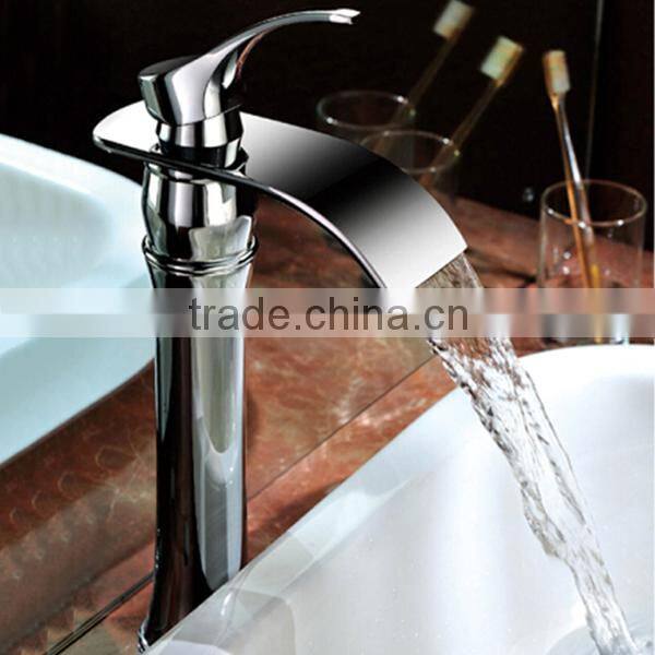 jiangmen chromed plated waterfall faucet, luxury art basin tap,copper faucet