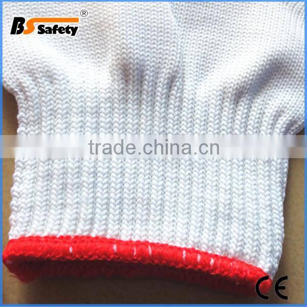 BSSAFETY 70g white nylon knitting gloves