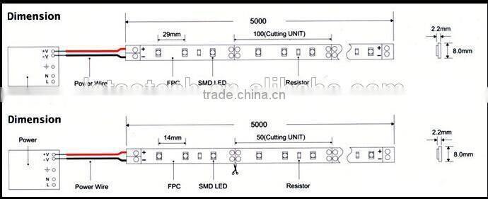 China supplier original factory ip65 14.4w 5m 300Leds Super Bright 12V SMD5050 Flexible Strip Home Decoration Light Bule