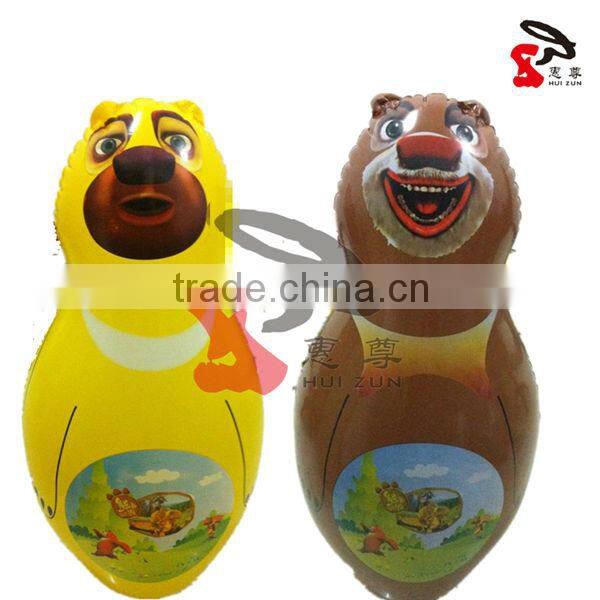 Factory wholesale inflatable PVC bear design tumbler animal toys for promotion