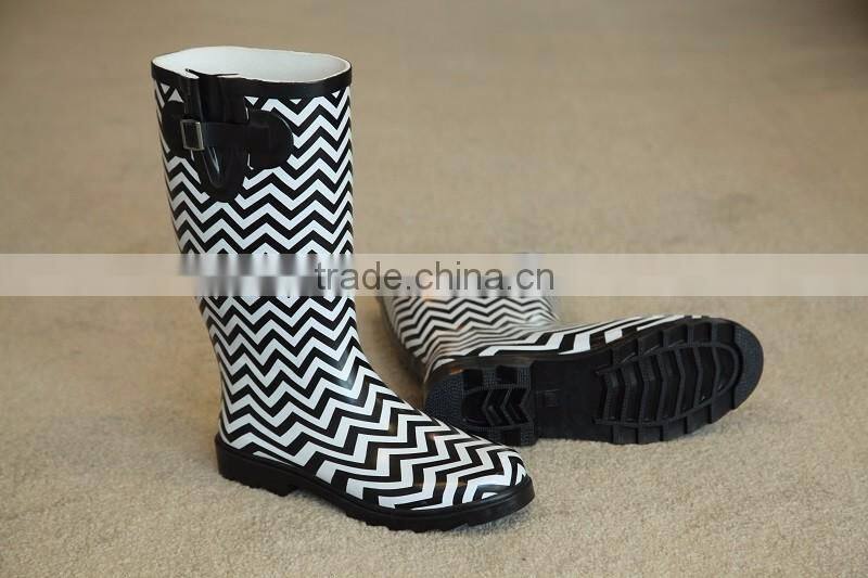 Cheap Womens Stripe Rubber Rain Boots