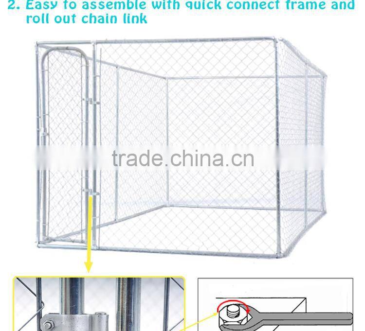 large outdoor galvanized chain link metal dog fence