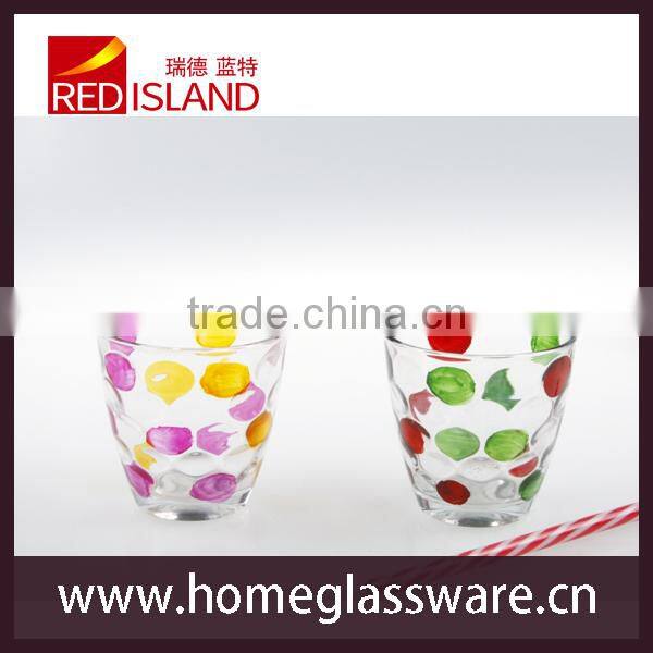 decorative glass cup for milk with hand drawing