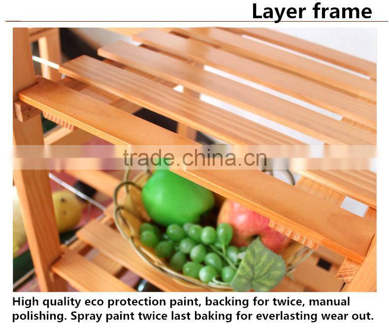 natural finish E1 MDF with drawer wooden serving trolley