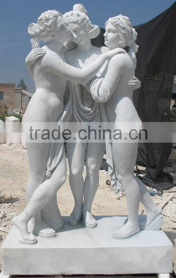 Hand Carved Famous The Three Graces Marble Statue