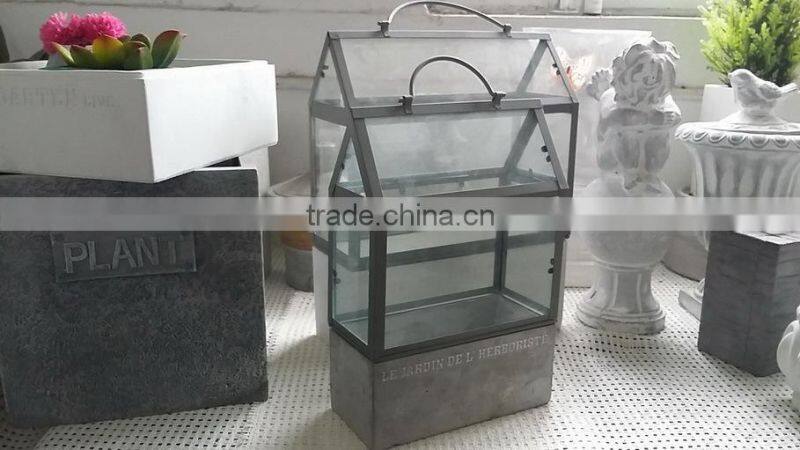 small size metal planter glass house