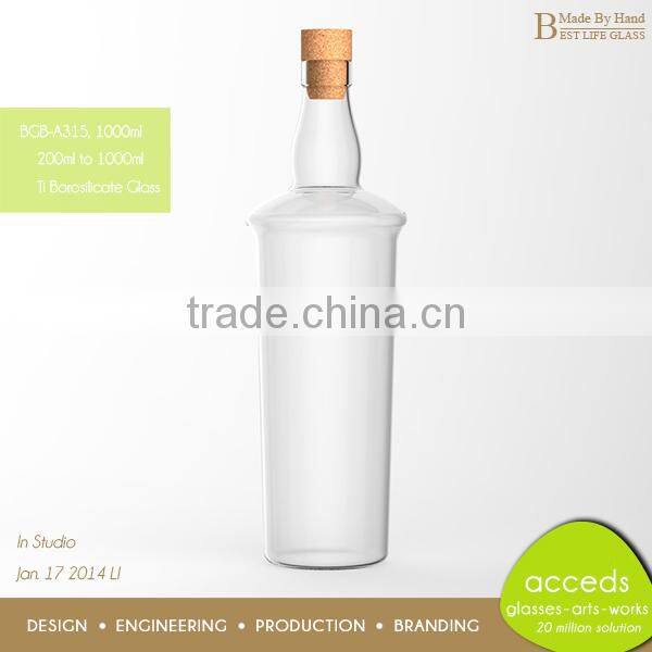 Pyrex Glass Novelty Custom Handmade Empty Vodka Bottle