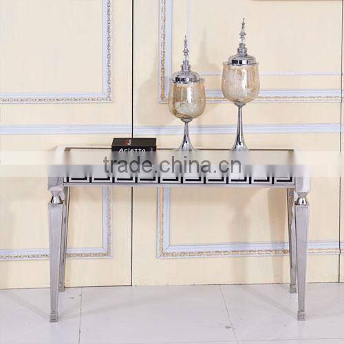 Long size frech style marble console table with stainless steel