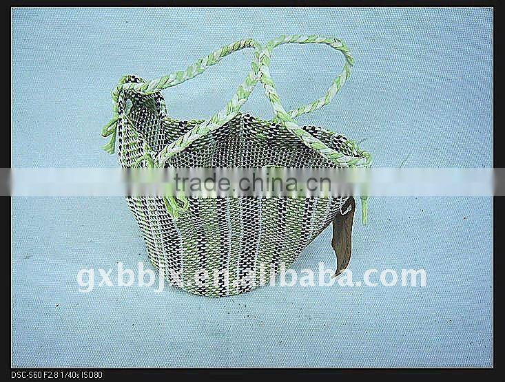 Green cotton&paper rope round small handbags women bags