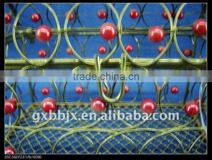 Gold wire decorative with red pearl big storage box with lid