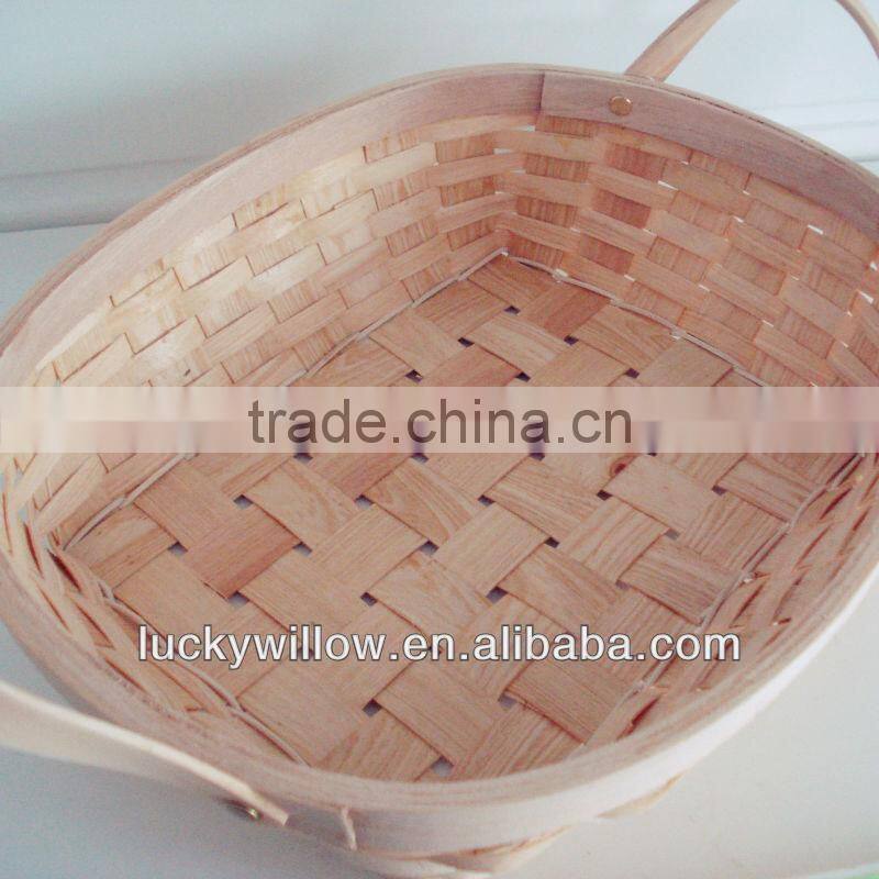 factory direct supply 2016 wooden basket with handles for fruit&food