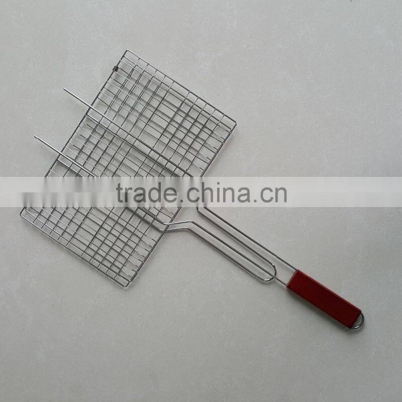 double handle stainless steel barbecue bbq grill wire mesh net