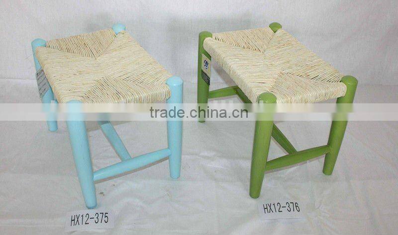 Antique wooden square stool for children