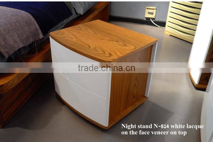 Contemporary Wooden Double Bed Frame Designs With Storage B-814