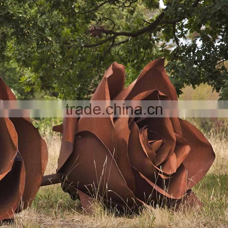 stainless steel outdoor garden corten steel sculpture for Large rose sculptures