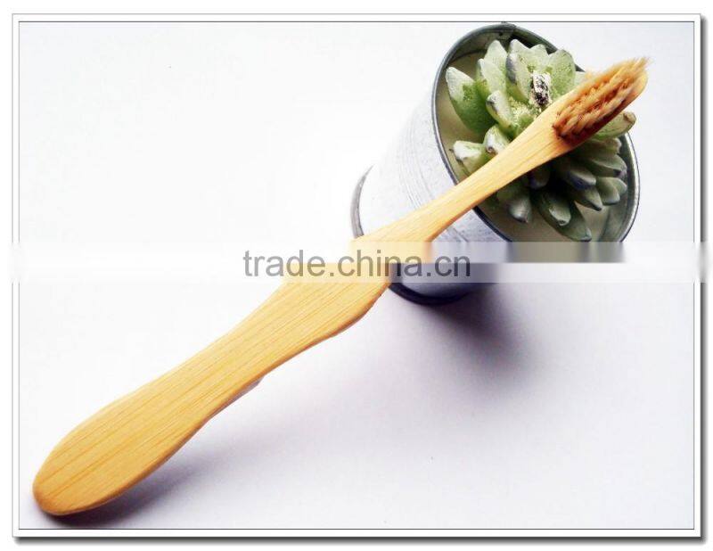Curvy shape bamboo handle toothbrush