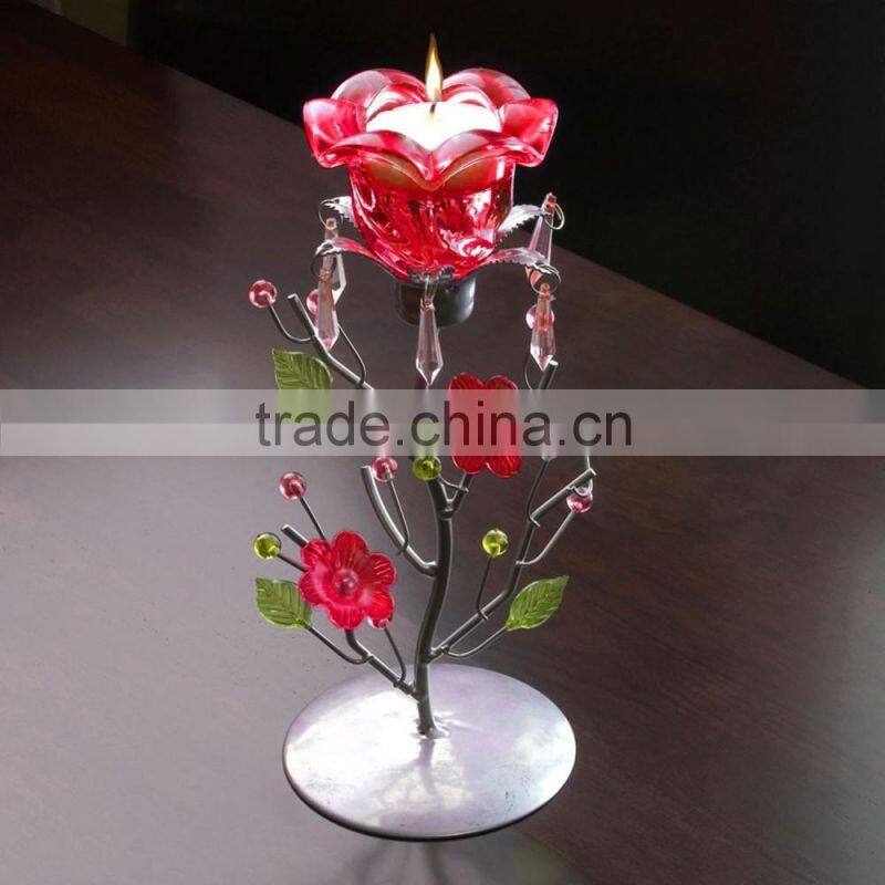Red Rose Tea Candle Holder Stand Candleholder