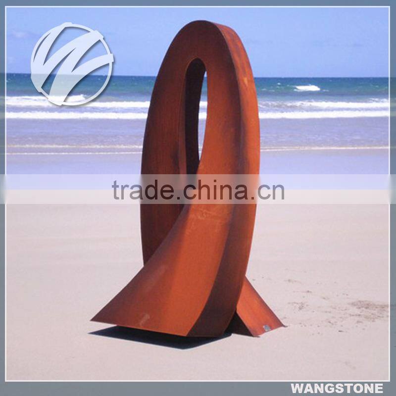 Modern corten steel outdoor metal sculpture for garden decor