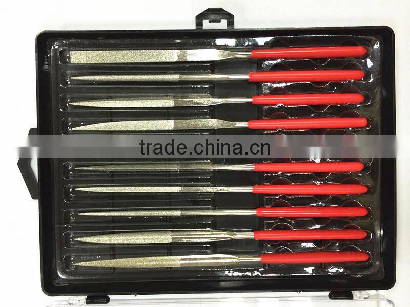 6-1/4'' length 4mm shank 10pcs diamond needle files set