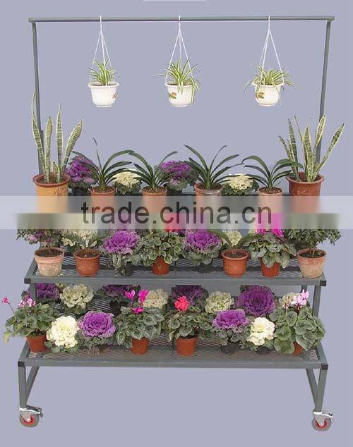 Tri-Step Display Bench with Purlin, Garden Display Racks , Flower Pot Display Racks