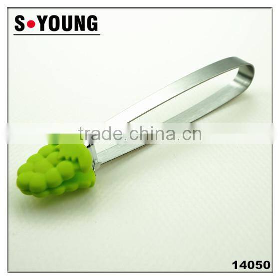 14045 5 inch mini Kitchen Food Tongs Silicone Stainless Steel ice Tongs
