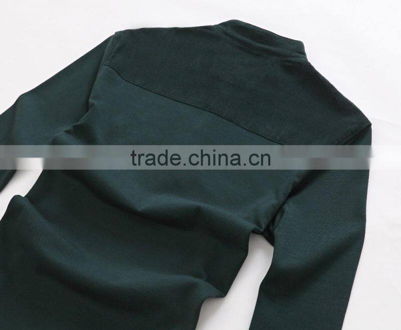 Men's Pique knit long sleeve t shirt 100%cotton