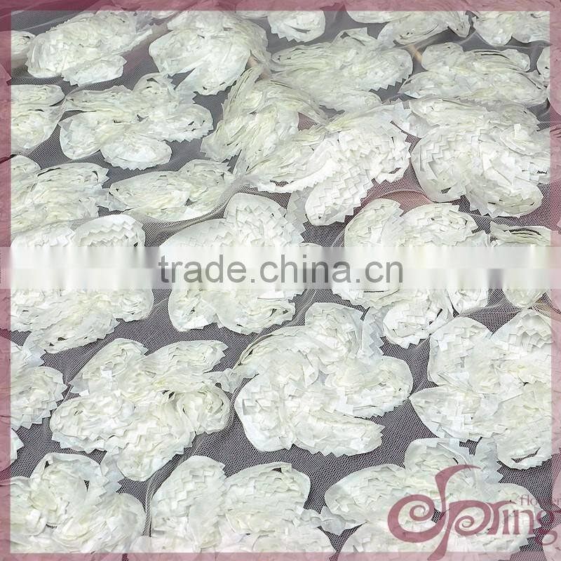 White embroidery coiling ribbon lace applique work design 3d lace fabric