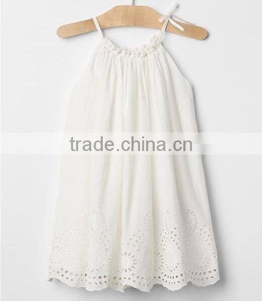 Eyelet Border Dress Pretty Floral Print Baby Kid Dress Gril Dresses HSD5152