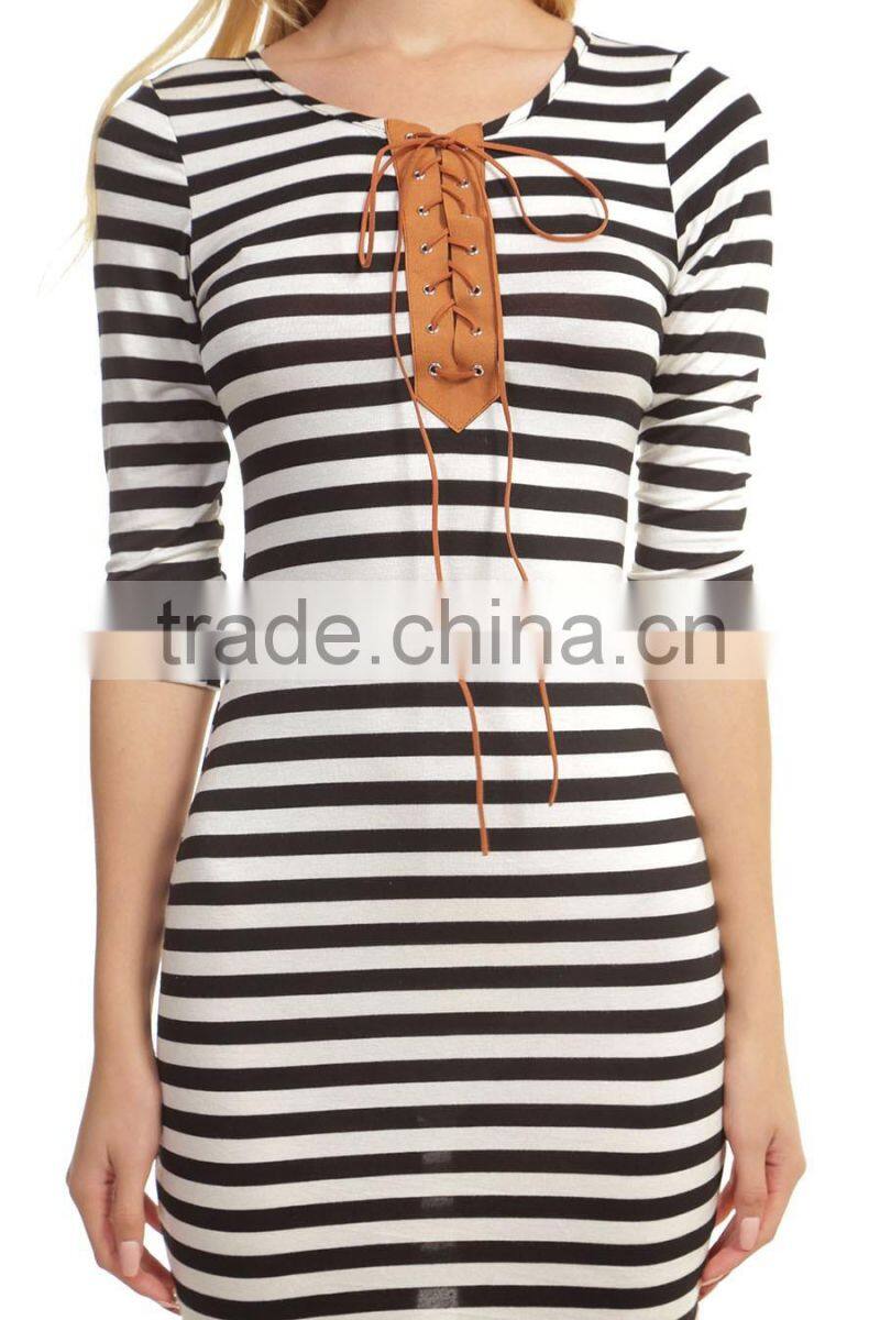 Black Stripes Bodycon Evening Dress Wholesale 2015