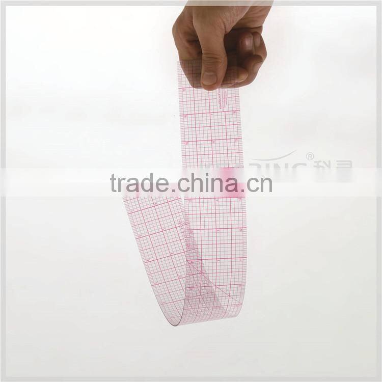 Kearing Transparent PVC Flexible Craft Grading & Flexible Garment Rulers 2"*24" Fashion Design Plastic Rulers# 8248