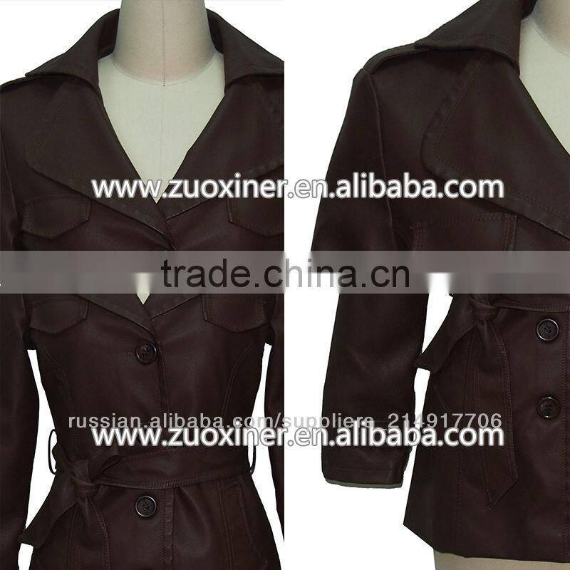 2014 long leather jacket for women wholesale