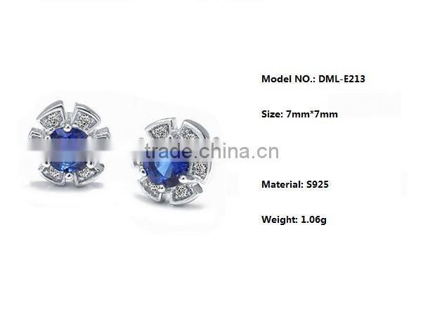 Exquisite Cheap beautiful flower 925 sterling silver earring with AAA CZ stone