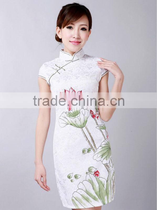 China manufacturers wholesale sleeveless satin cheongsam