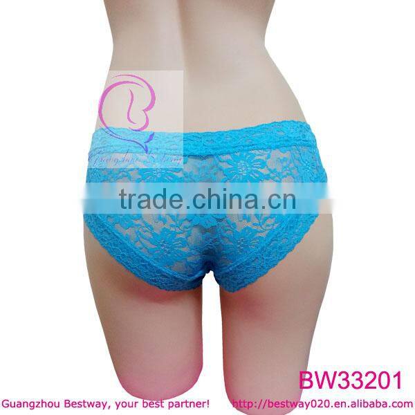 Blue sexy hot transparent lace panties