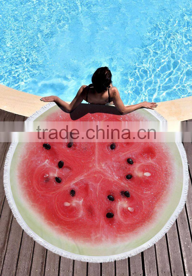custom printed good quality round towel printed Many color round beach towel