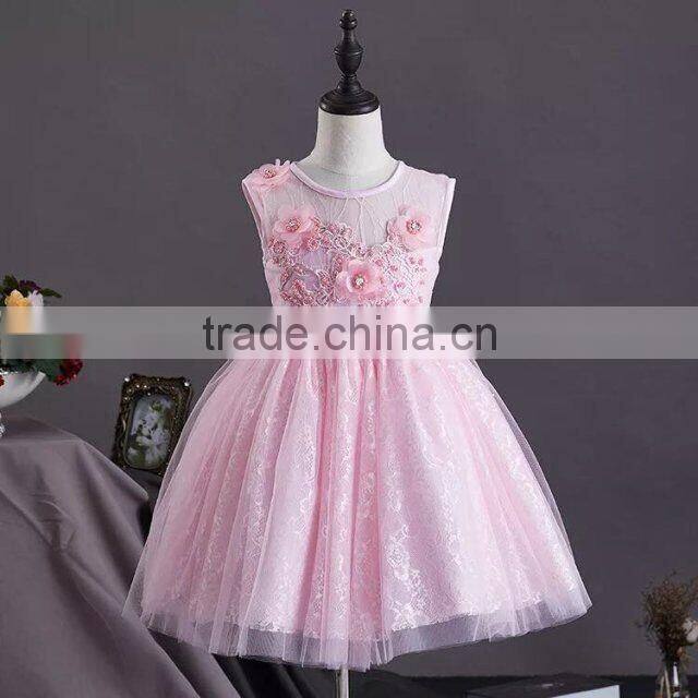 New arrival girls sexy night dress photos baby girls party wear dress Pink cotton puffy girls dress child clothes