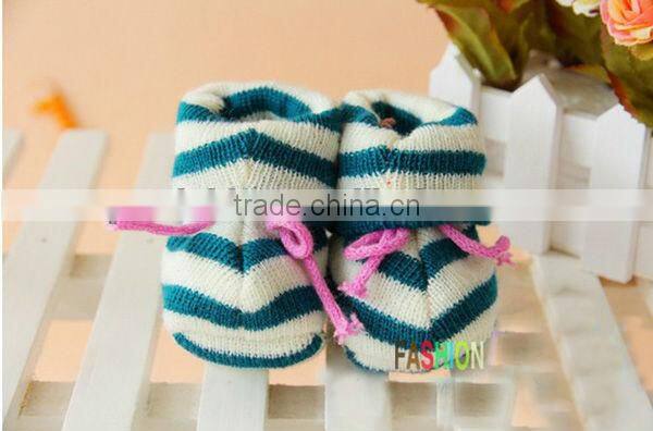 Wholesale Winter Baby Kids Knitted Shoes Stripes Cotton Cute Shoes