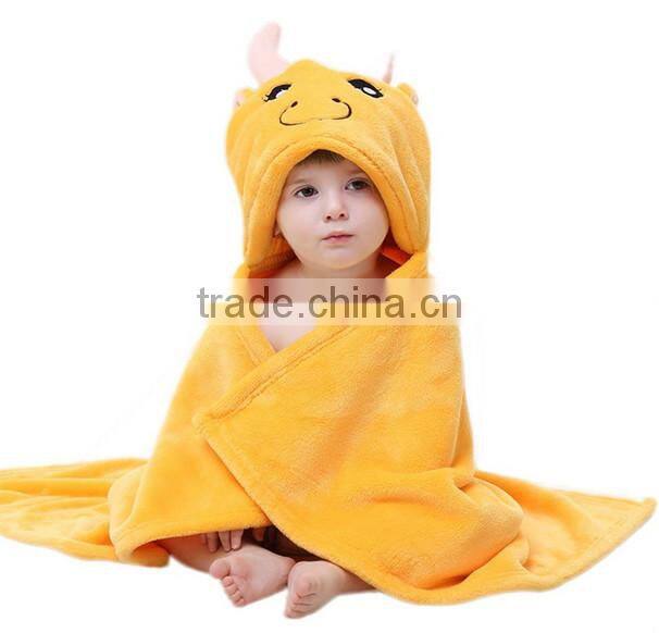 Cuddle snuggle embroidered cotton velour hooded towel for baby puppy