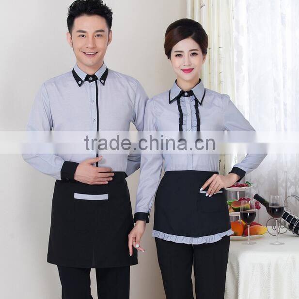 Custom new design fashionable embroidery logo hotel receptionist uniforms wholesale